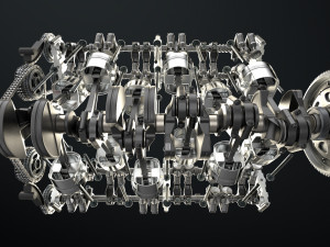 W12 Engine Working Animated 3Dモデル