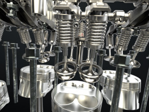 W12 Engine Working Animated 3Dモデル