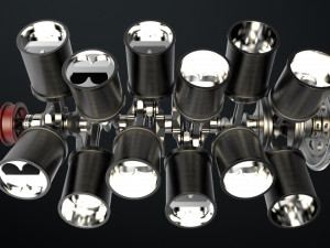 W12 Engine Working Animated 3Dモデル