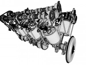 W12 Engine Working Animated 3Dモデル