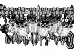 W12 Engine Working Animated 3Dモデル