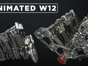 W12 Engine Working Animated 3D 모델