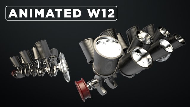 W 12 Engine Working Animated 3Dモデル .c4d .max .obj .3ds .fbx .stl .blend 