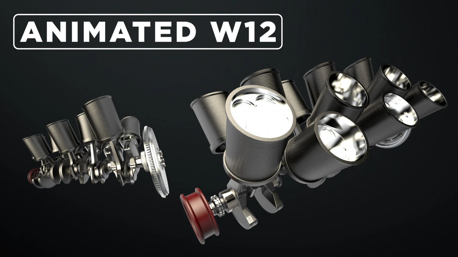 W 12 Engine Working Animated 3D Model .c4d .max .obj .3ds .fbx .stl .blend