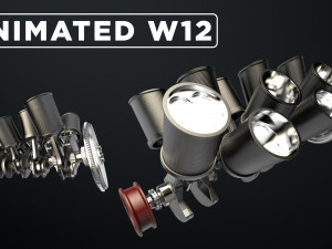 W 12 Engine Working Animated 3D 모델