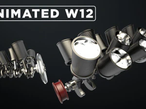Animacja pracy silnika W12 Model 3D
