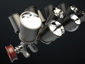 W 12 Engine Working Animated 3D Model
