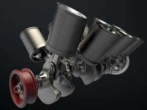 W 12 Engine Working Animated 3Dモデル
