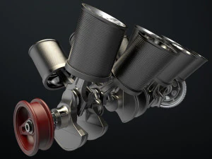 W 12 Engine Working Animated 3D Model