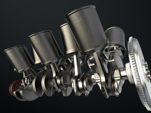 W 12 Engine Working Animated 3Dモデル