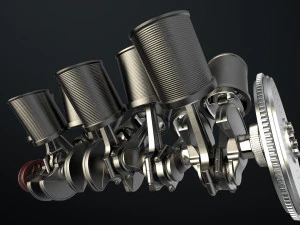 W 12 Engine Working Animated 3D Model