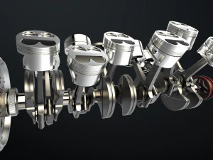 W 12 Engine Working Animated 3D Model