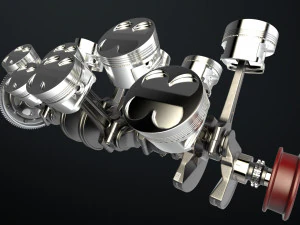 W 12 Engine Working Animated 3D Model