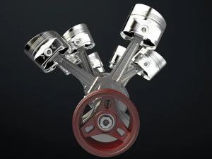 W 12 Engine Working Animated 3D Model