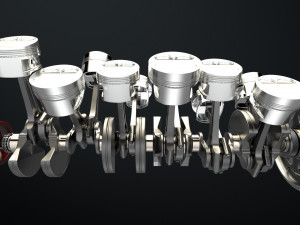 W 12 Engine Working Animated 3Dモデル