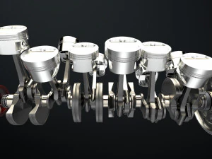 W 12 Engine Working Animated 3D Model