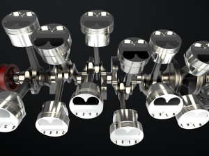 W 12 Engine Working Animated 3Dモデル
