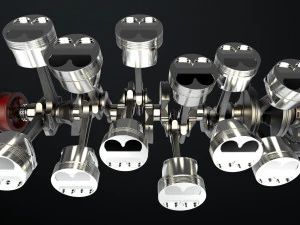 W 12 Engine Working Animated 3D Model