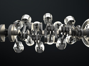W 12 Engine Working Animated 3Dモデル