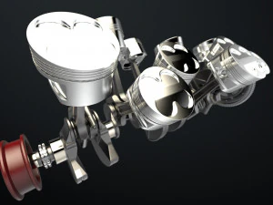W 12 Engine Working Animated 3D Model