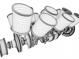 W 12 Engine Working Animated 3D Model