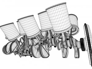W 12 Engine Working Animated 3D Model