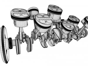 W 12 Engine Working Animated 3D Model