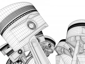 W 12 Engine Working Animated 3D Model