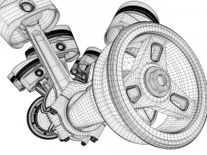 W 12 Engine Working Animated 3D Model