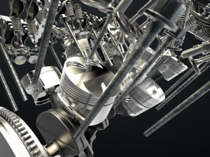 W8 Engine Working Animated 3D मॉडल