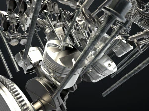 W8 Engine Working Animated 3D Model