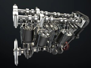 W8 Engine Working Animated 3D Model
