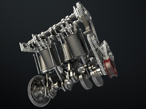 W8 Engine Working Animated 3D मॉडल