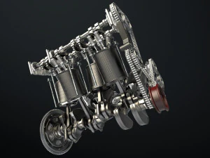 W8 Engine Working Animated 3D Model