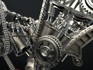 W8 Engine Working Animated 3D Model