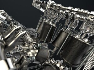 W8 Engine Working Animated 3D मॉडल