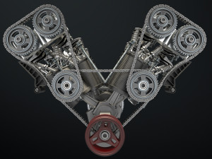 W8 Engine Working Animated 3D मॉडल