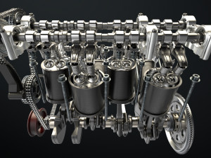 W8 Engine Working Animated 3D मॉडल