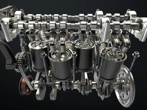W8 Engine Working Animated 3D Model