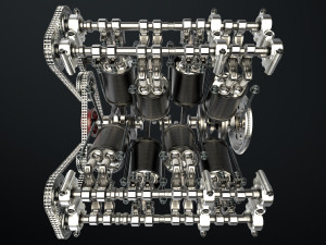 W8 Engine Working Animated 3D मॉडल