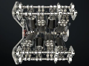 W8 Engine Working Animated 3D Model