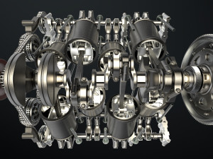 W8 Engine Working Animated 3D मॉडल