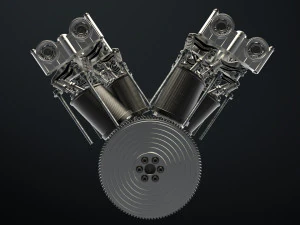 W8 Engine Working Animated 3D Model