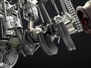 W8 Engine Working Animated 3D Model