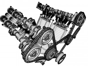 W8 Engine Working Animated 3D मॉडल