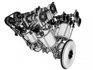 W8 Engine Working Animated 3D मॉडल