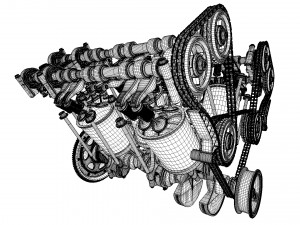 W8 Engine Working Animated 3D मॉडल