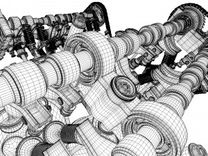 W8 Engine Working Animated 3D मॉडल