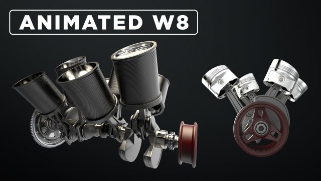 W8 Engine Working Animated 3Dモデル .c4d .max .obj .3ds .fbx .stl .blend 