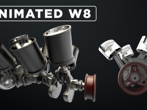 W8 Engine Working Animated 3D 모델